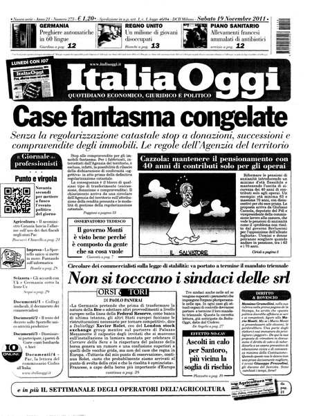 Italia oggi : quotidiano di economia finanza e politica